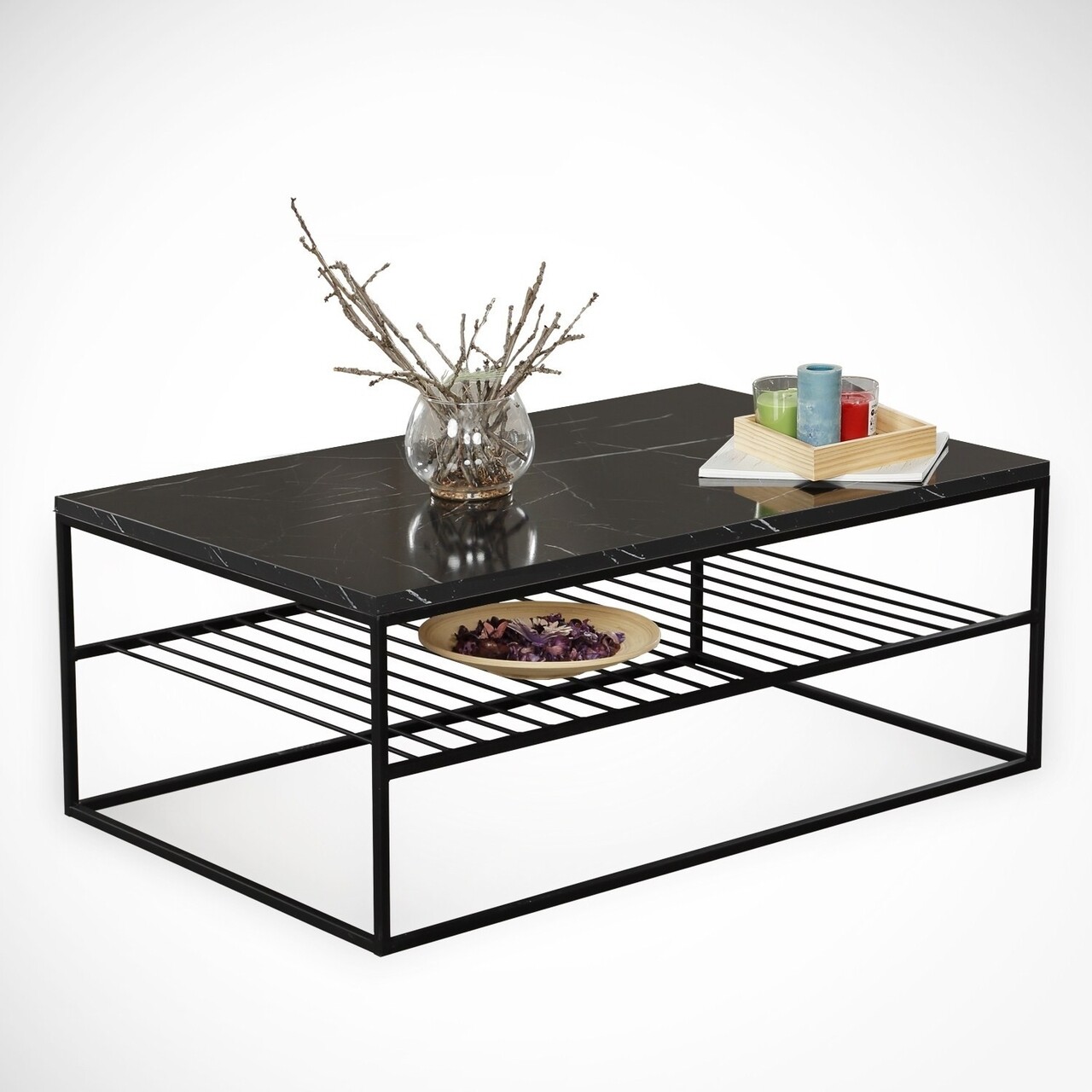 Masuta de cafea Etna Royal, Comforty, 95x55x43 cm, negrualb - imagine 7